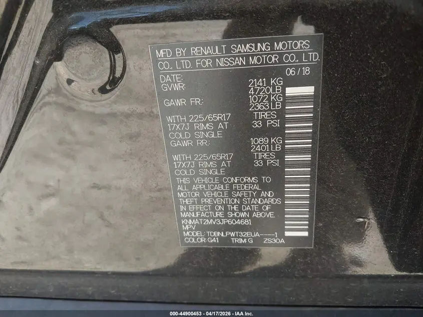 2018 NISSAN ROGUE S