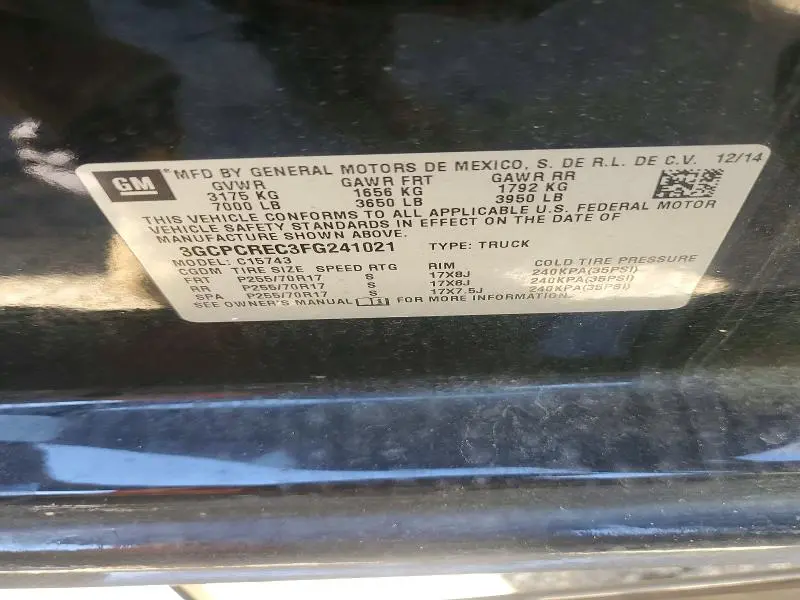 2015 CHEVROLET SILVERADO C1500 LT  