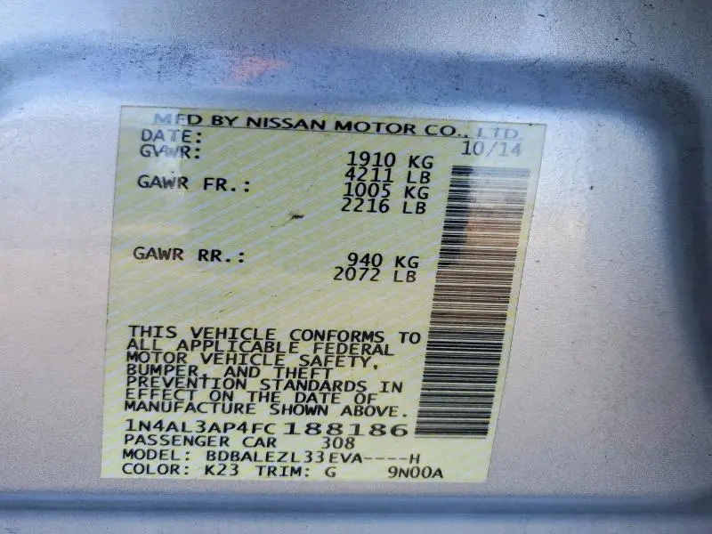 2015 NISSAN ALTIMA 2.5  