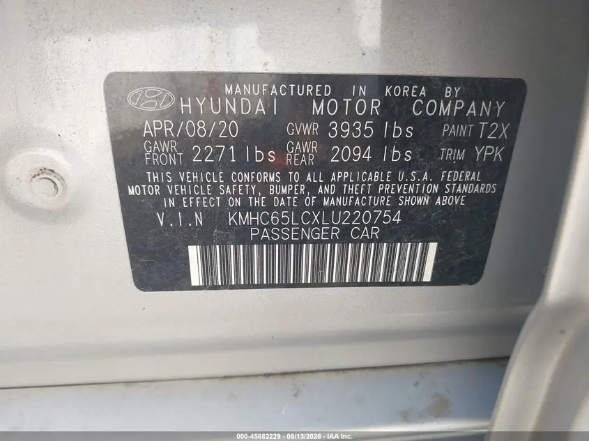 2020 HYUNDAI IONIQ HYBRID BLUE