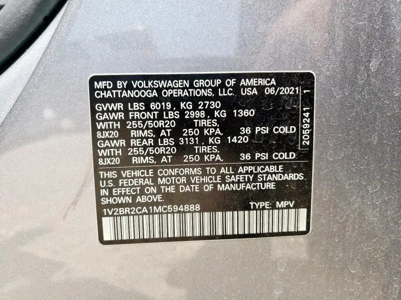 2021 VOLKSWAGEN ATLAS SEL  
