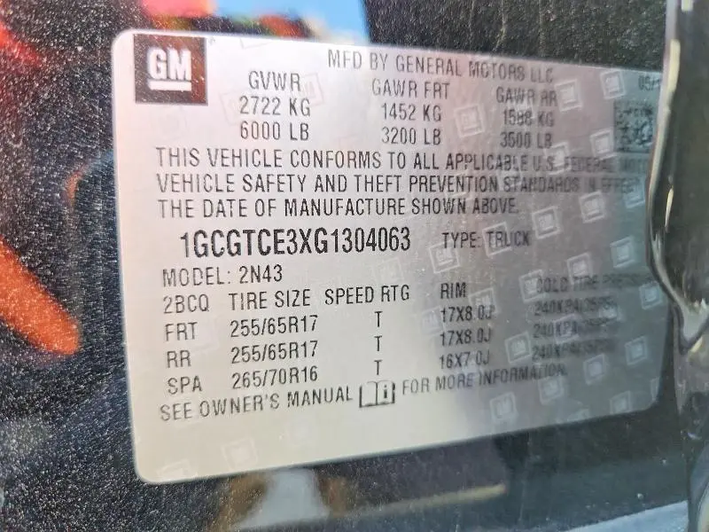 2016 CHEVROLET COLORADO LT  