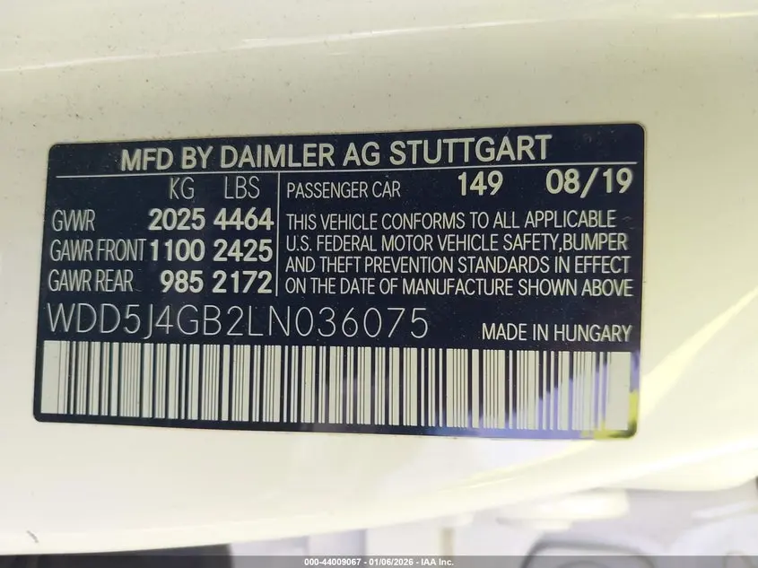 2020 MERCEDES-BENZ CLA 250  