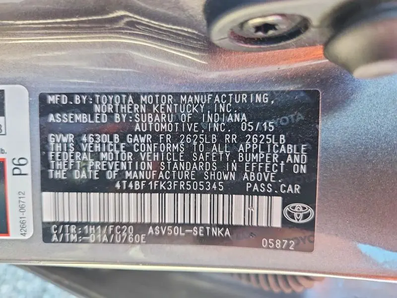 2015 TOYOTA CAMRY LE  