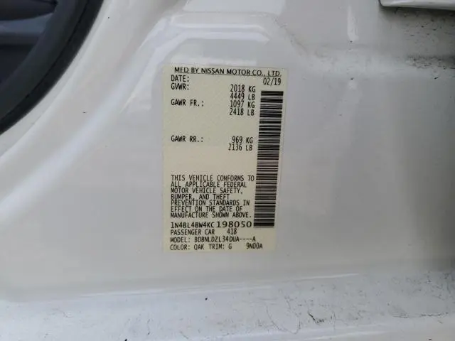 2019 NISSAN ALTIMA S  