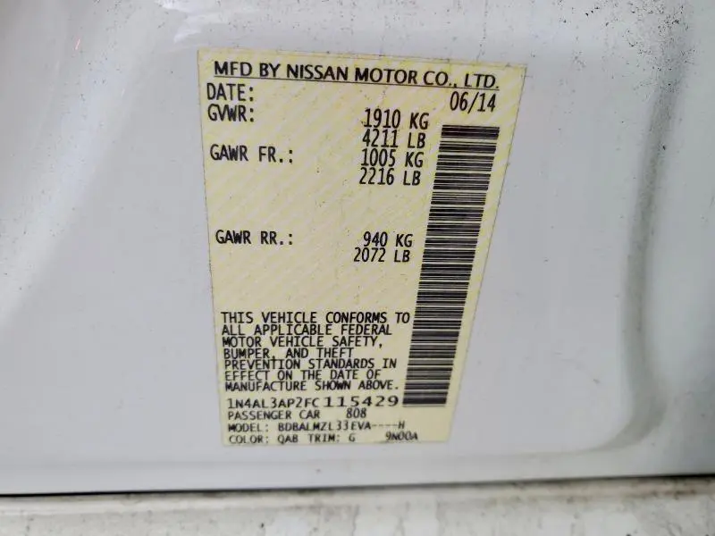 2015 NISSAN ALTIMA 2.5 SV  