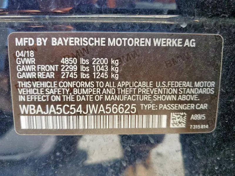 2018 BMW 530 I  