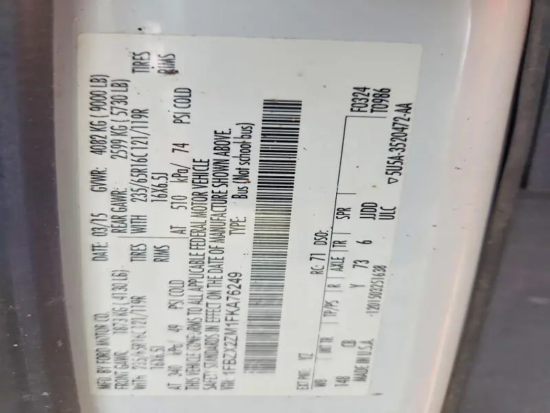 2015 FORD TRANSIT T-350  