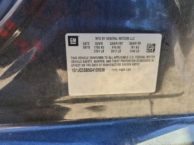 2016 CHEVROLET SONIC LT  