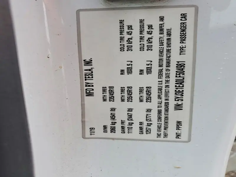 2020 TESLA MODEL 3   