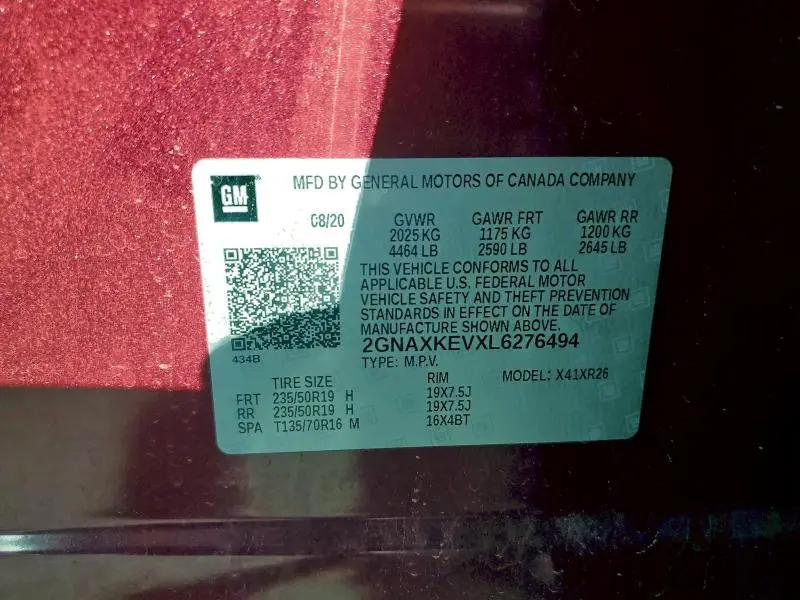 2020 CHEVROLET EQUINOX LT  