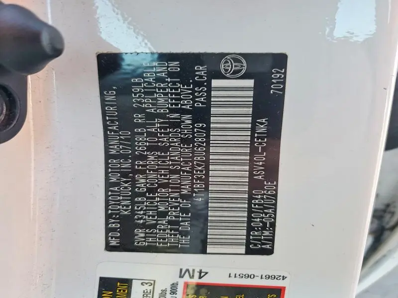 2011 TOYOTA CAMRY BASE  