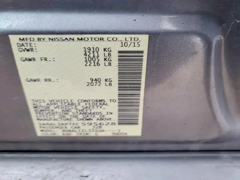 2015 NISSAN ALTIMA 2.5 SV  