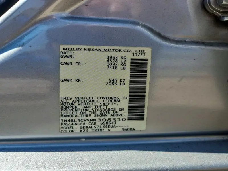 2022 NISSAN ALTIMA SR  