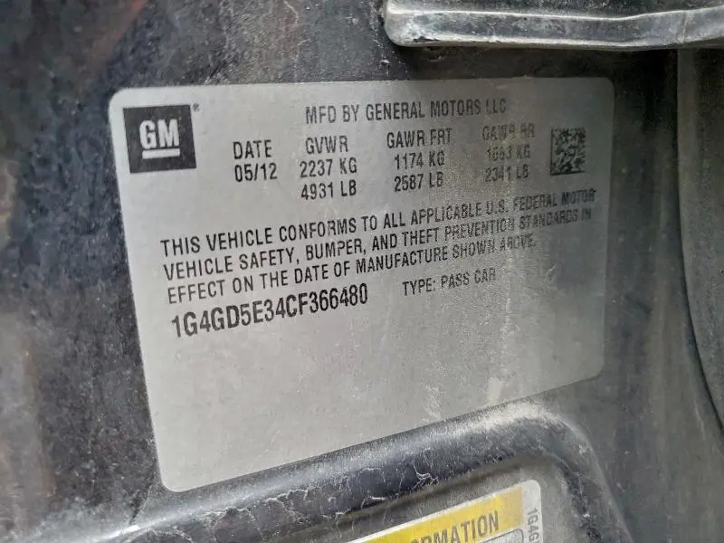 2012 BUICK LACROSSE PREMIUM  