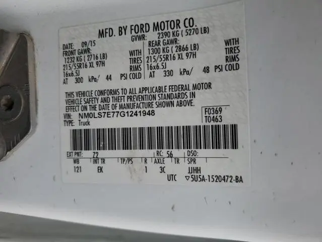 2016 FORD TRANSIT CONNECT XL  