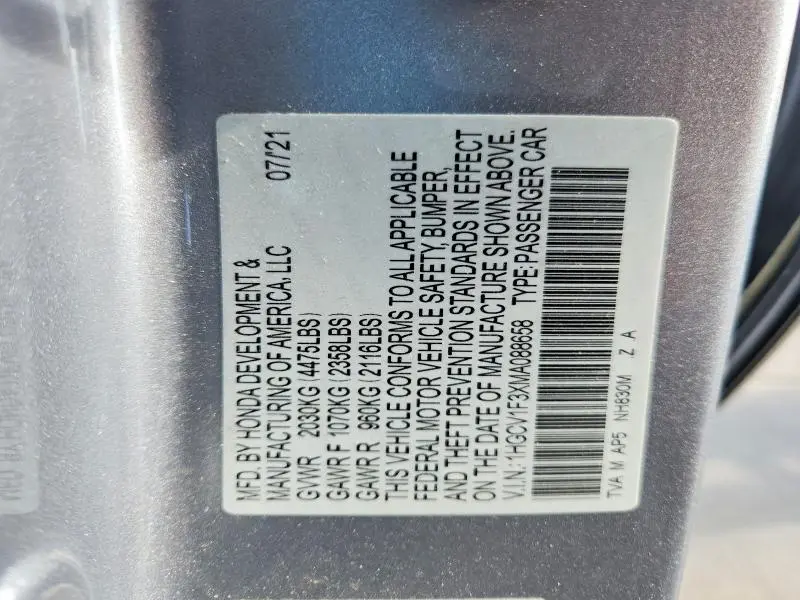 2021 HONDA ACCORD SPORT  