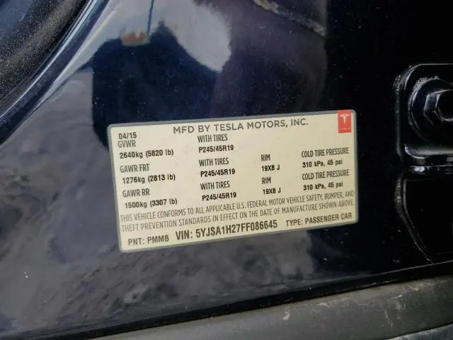 2015 TESLA MODEL S 85D  