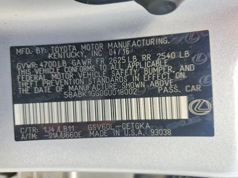 2016 LEXUS ES 350  