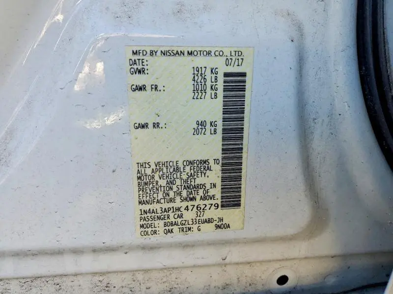 2017 NISSAN ALTIMA 2.5 S  