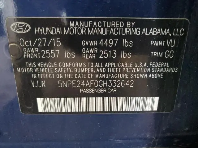 2016 HYUNDAI SONATA SE  