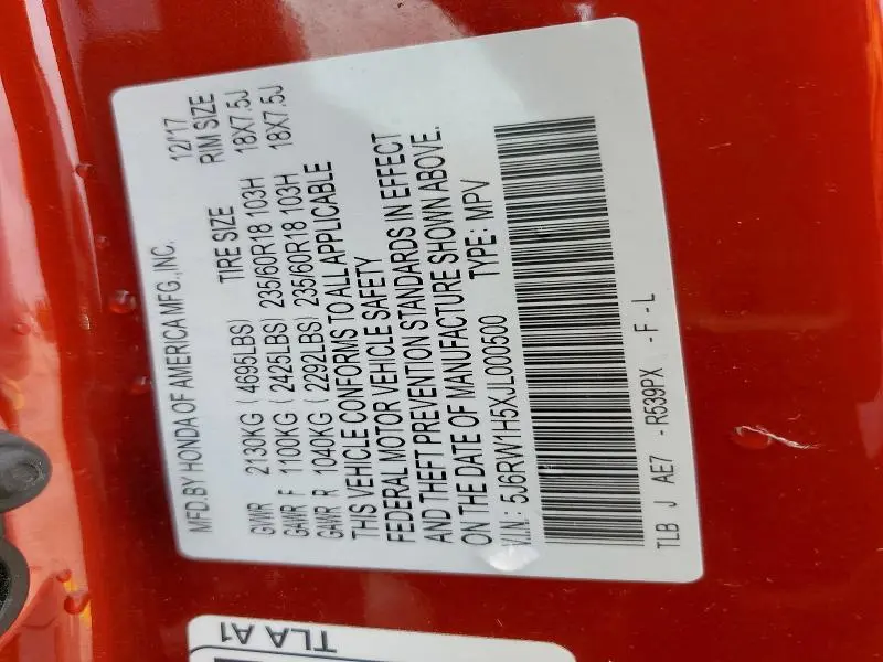 2018 HONDA CR-V EX  