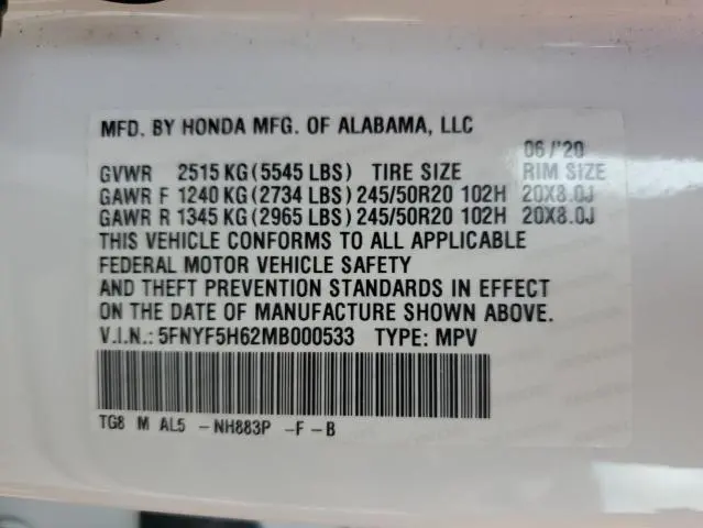 2021 HONDA PILOT TOURING  