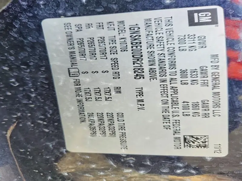 2013 CHEVROLET TAHOE K1500 LT  