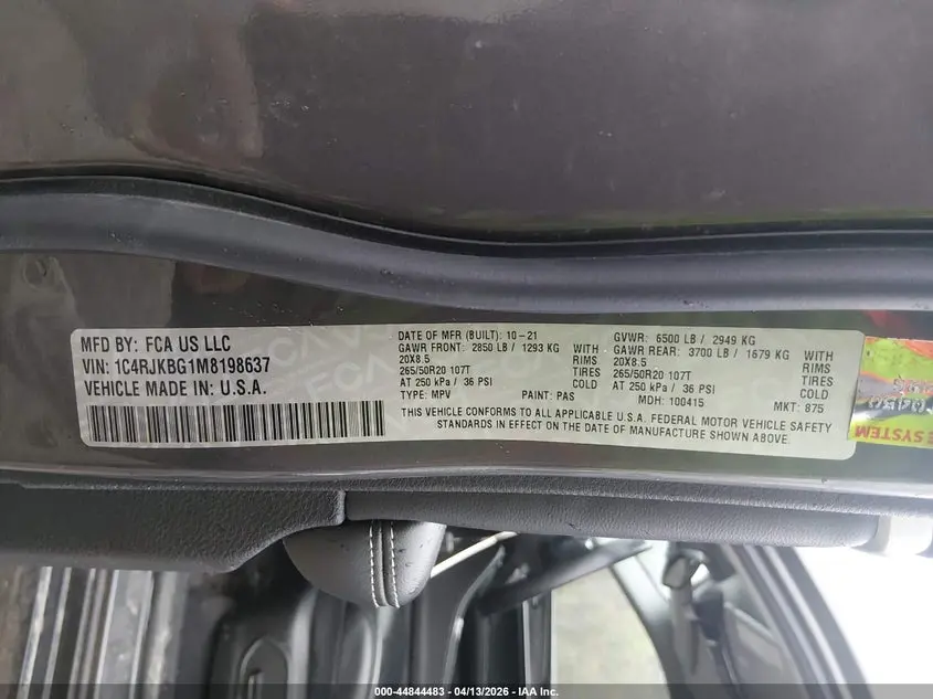2021 JEEP GRAND CHEROKEE L LIMITED 4X4