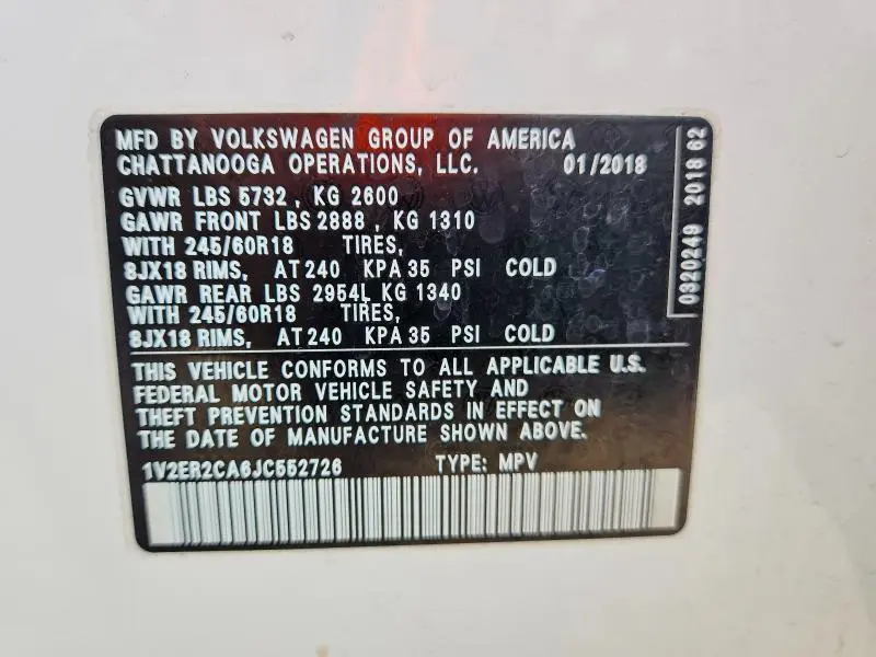 2018 VOLKSWAGEN ATLAS SEL  