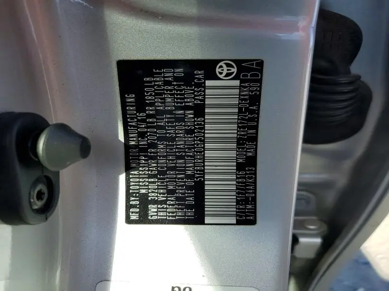 2016 TOYOTA COROLLA L  