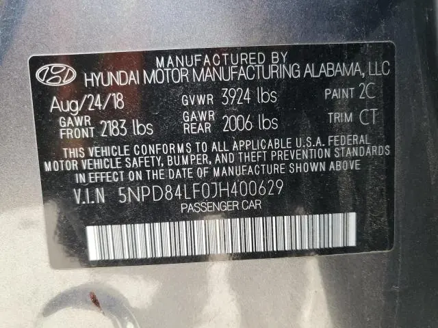 2018 HYUNDAI ELANTRA SEL  
