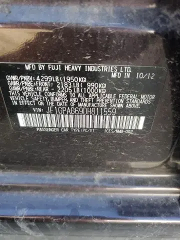 2013 SUBARU IMPREZA LIMITED  