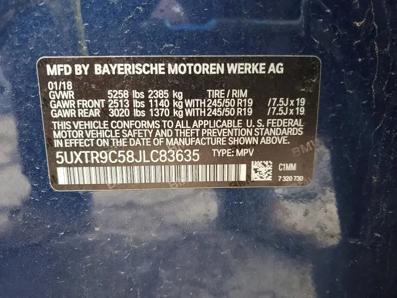 2018 BMW X3 XDRIVE30I  