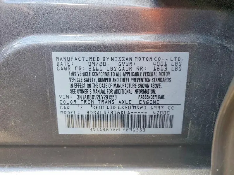 2020 NISSAN SENTRA SR  