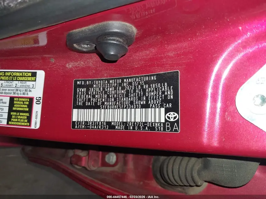 2015 TOYOTA COROLLA LE