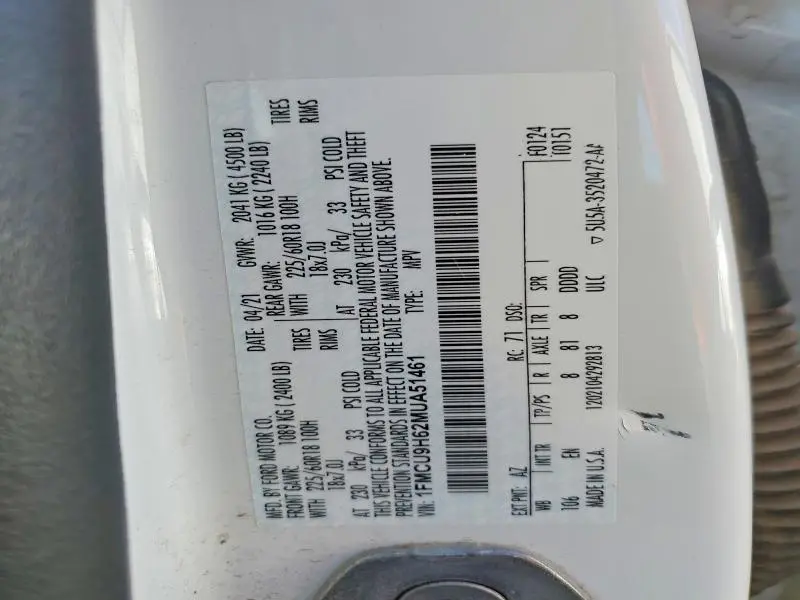 2021 FORD ESCAPE SEL  