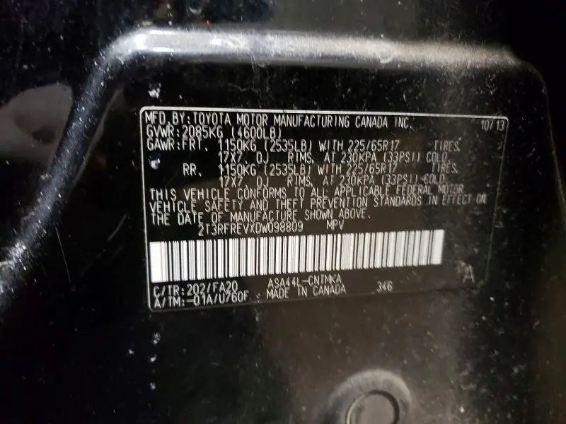 2013 TOYOTA RAV4 XLE  