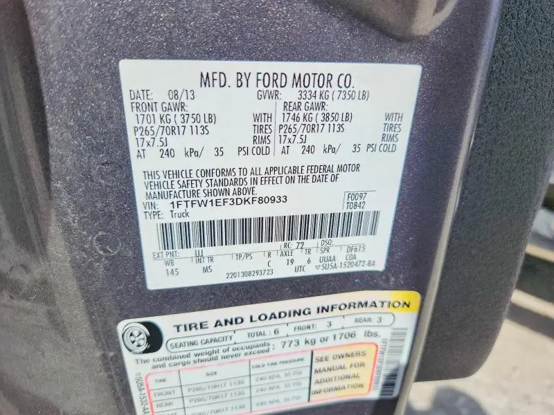 2013 FORD F150 SUPERCREW  
