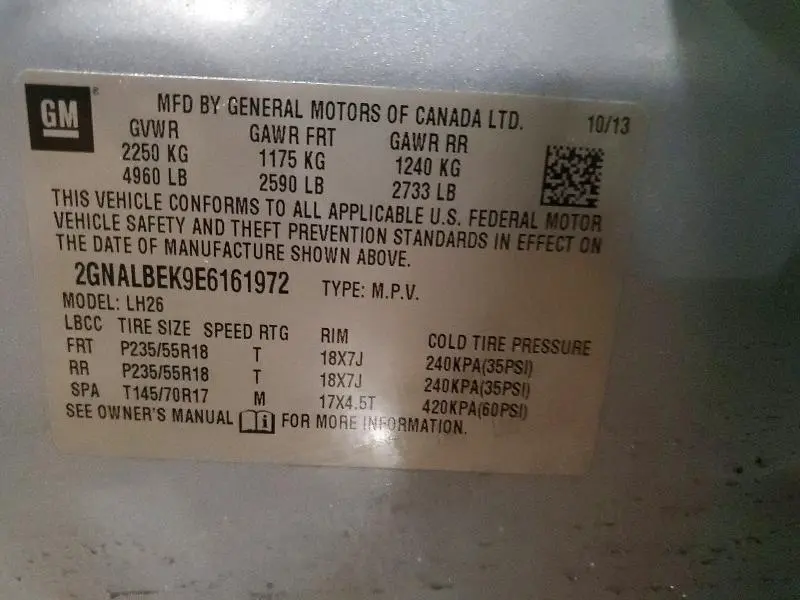 2014 CHEVROLET EQUINOX LT  