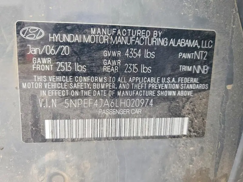 2020 HYUNDAI SONATA SEL  