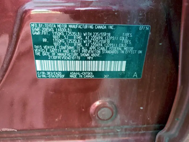 2014 TOYOTA RAV4 LIMITED  