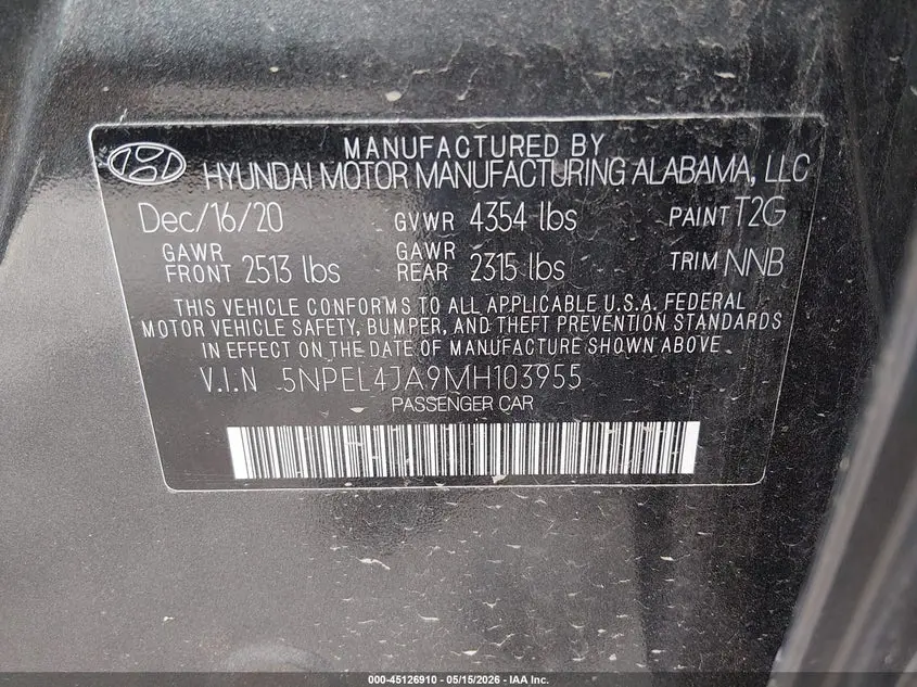 2021 HYUNDAI SONATA SEL