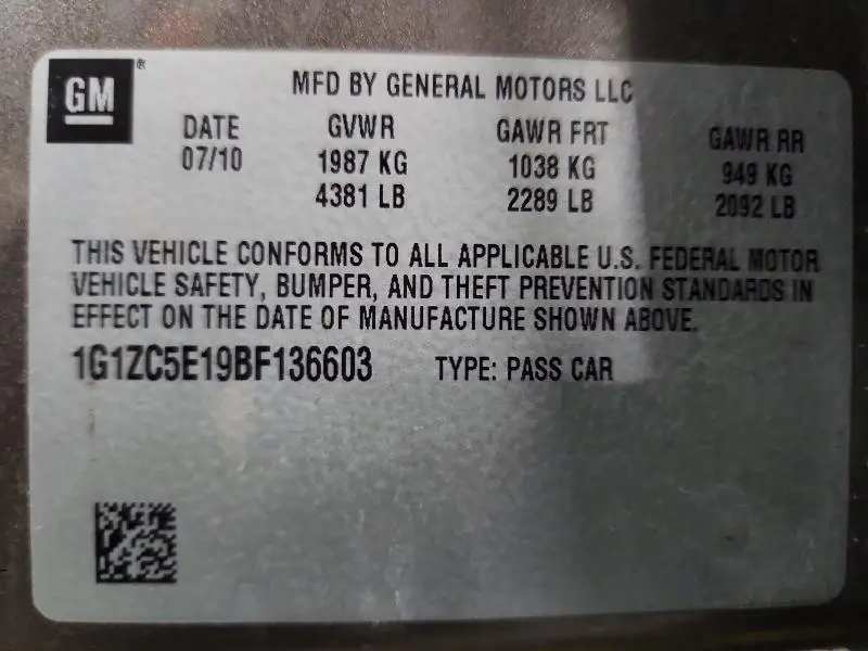 2011 CHEVROLET MALIBU 1LT  