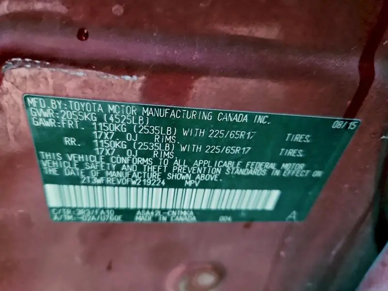 2015 TOYOTA RAV4 XLE  