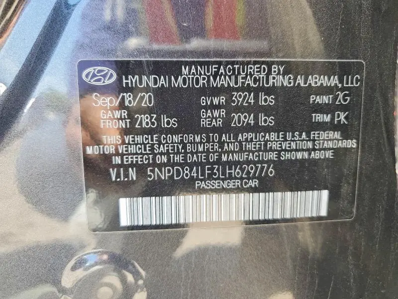 2020 HYUNDAI ELANTRA LIMITED  