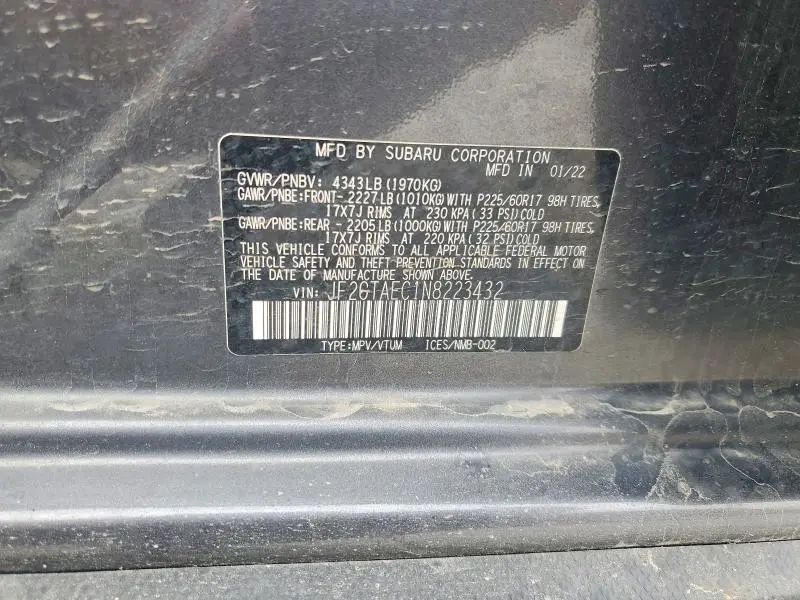 2022 SUBARU CROSSTREK PREMIUM  