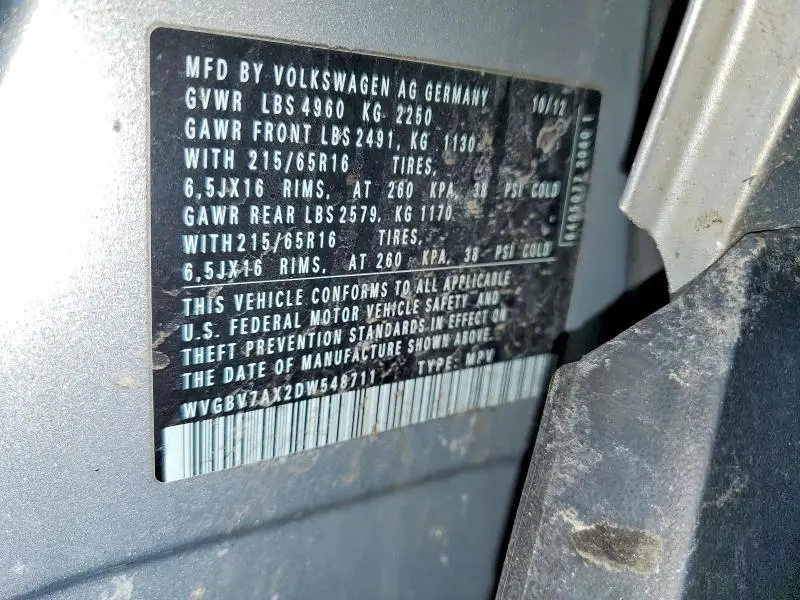 2013 VOLKSWAGEN TIGUAN S  