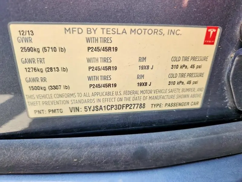 2013 TESLA MODEL S   