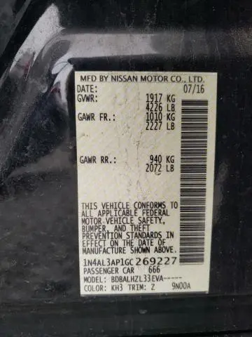 2016 NISSAN ALTIMA 2.5  